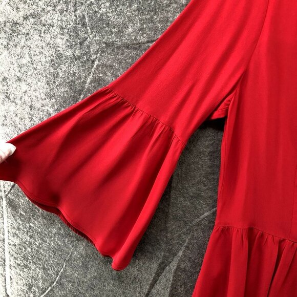 Tommy Hilfiger Bell Sleeve Dress Size 8 Red A Line Knee Length Formal Party - Picture 5 of 11